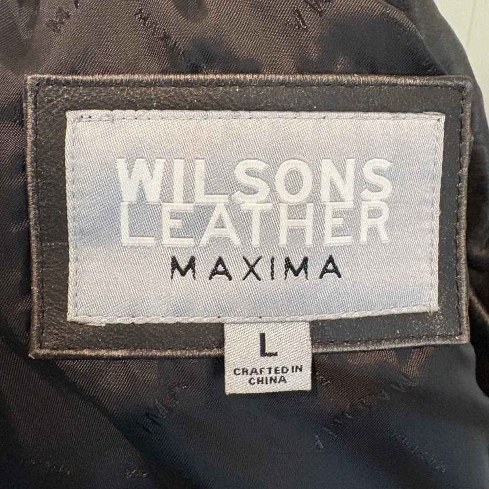 Vtg y2K Wilsons Leather Maxima Jacket Large Slim Chocolate Brown Western Moto - Picture 2 of 16